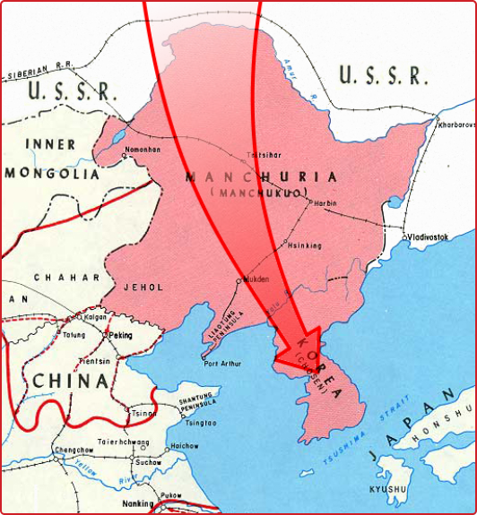 Karte des Mandschurei Feldzug